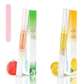 2PCS Cuticle Oil Pen for Nails,Nail Oil Pen for Nail Care,Cuticle Oil for Nails with Nail File,Nail Oil Cuticle Prevent Dry Cracking and Hangnails,Deep Nourishment(Orange & Watermelon Flavor)