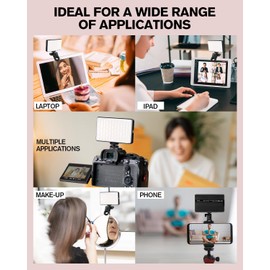 Selfie Light with Soft Diffuser Diffuser, 120 Dimmable LEDs Clip-On Fill Light for Phone, Tablet & Camera, 3 Color Modes, 6 Filter Effects & 10 Brightness Levels for Makeup, TikTok & Video Calls