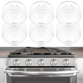 MCOTOP 6-Pack Stove Knob Covers for Child Safety, Gas Stove Knob Locks Child Proof Oven Knob Locks for Babies and Pets, Easy to Install, Universal Size, Upgrade Heat-Resistant Material (Clear)