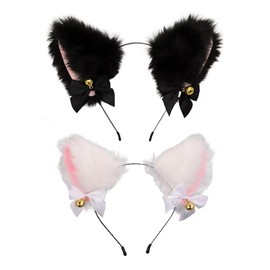ARFUKA Headbands for Women Cute Headbands Cat Ears Head Bands Plush Hair Hoop Hairband Women Girl Masquerade Party Cosplay Headwear Hair Accessories Pack of 2