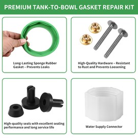 AS738756-0070A Toilet Tank to Bowl Bolts and Gasket Kit, Toilet Tank Repair Kit for American Standard Champion 2-Piece Toilets with 3-Inch Flush Valve, Toilet Bowl Seal and Replacement Parts