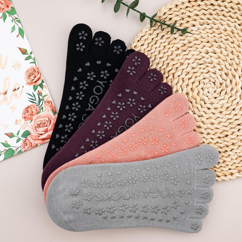 Leikedun Set di 4 paia di calze da yoga comode