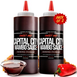 Capital City Mambo Sauce Sweet Hot, Washington DC Wing Sauces, Perfect Condiment for Wings Chicken Pork Beef Seafood Burgers Rice or Noodles, 12oz (2 Pack)