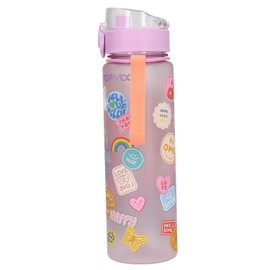Depesche TOPModel Girl Power 13409 Semitransparent Water Bottle with Model Print Purple Flip-Top Lid and Handle Capacity Approx. 550 ml