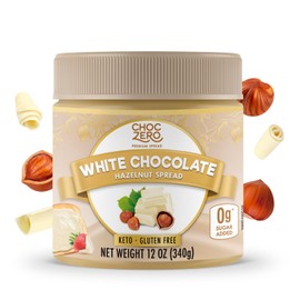 ChocZero Keto White Chocolate Hazelnut Spread - Keto Friendly, No Sugar Added, Best Low Carb Dessert, Perfect Topping for Breakfast, Naturally Sweetened with Monk Fruit (1 jar, 12 oz)