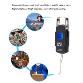 Fish Scale, Backlit LCD Display Scale 50kg Electronic Balance Digital Hanging Hook Scale Portable Fishing Postal Weight Luggage Scale with Non Slip Handle for Shopping Home Travel Outdoor Tackle Bag