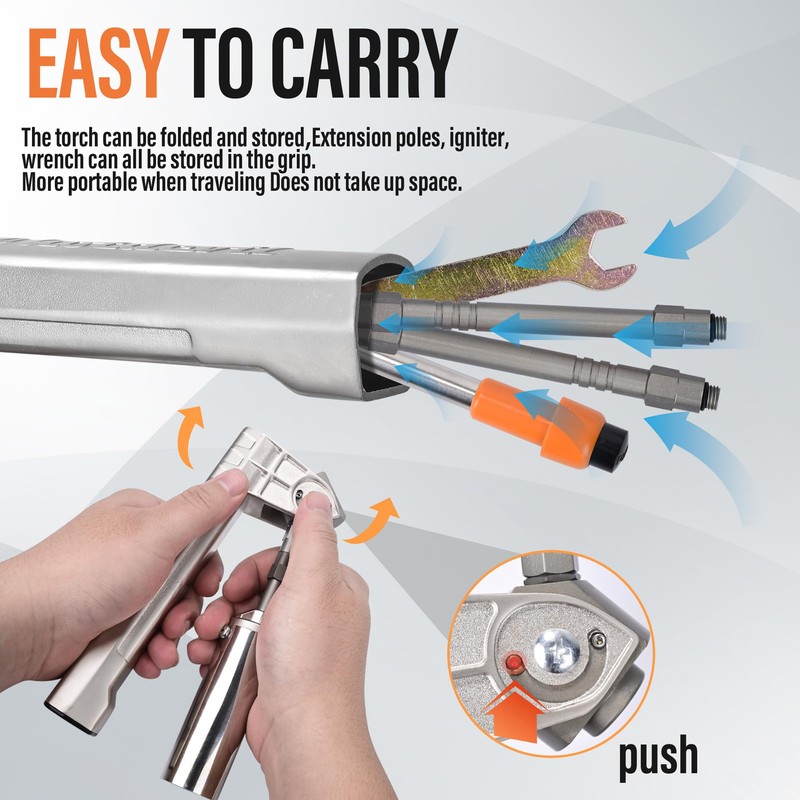 Hotdevil Powerful Butane Grill Torch Extended Outdoor Cooking Folding torch