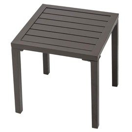 Crestlive Products Chaise Lounge Table, Aluminum Square Side/End Table, Small Patio Coffee Bistro Table for Outdoor Indoor (Brown)