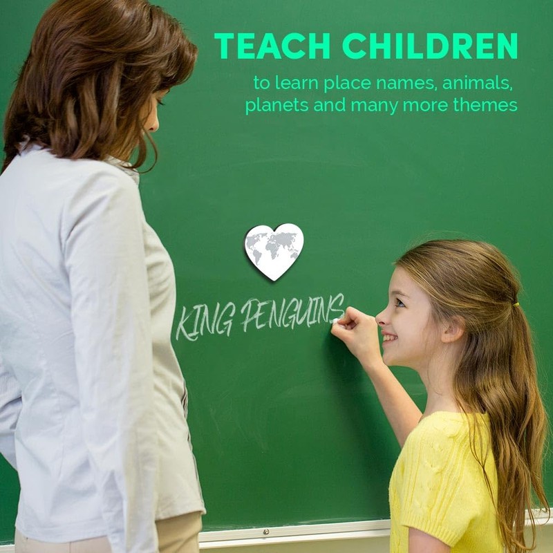 1x Heart MDF Magnet 6cm - World Map Dot Pattern