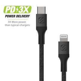 Scosche Ci4B8SG-SP Strikeline Mfi Certified Premium Charge & Sync Braided Cable for Lightning and USB-C Devices 8-FT. Space Gray