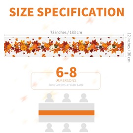 Ruisita Thanksgiving Table Runner 73 x 12 Inches Fall Maple Leaves Pumpkin Table Cloth Runner Polycotton Autumn Harvest Tablerunners for Thanksgiving Parties Decoration Fall Wedding Decorations