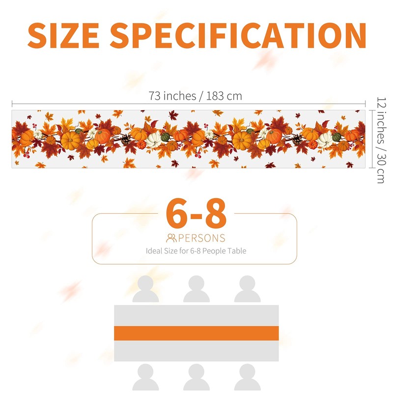 Ruisita Thanksgiving Table Runner 73 x 12 Inches Fall Maple