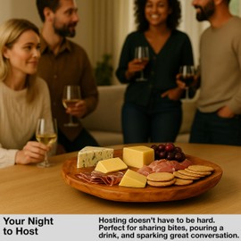 Driini Premium Handmade Root Wood Lazy Susan Turntable (16'') - Large Rustic Wooden Serving Platter Cheese Board - Oversized Charcuterie Tray, Perfect for Your Dinner Table or Countertop