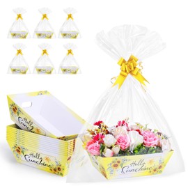 AFOROEOA 10PACK Sunshine Baskets for Gifts Empty, 10x12” Sunshine Baskets for Women with 10 Bows 10 Bags, Empty Gift Basket for Women Mother's Day Thanksgiving Christmas Easter Teacher Appreciation