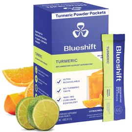 Blueshift Turmeric Citrus Medley - Turmeric Powder Packets for Water, Turmeric Curcumin Supplement, No Sugar Drink Mix for Natural Recovery Support - Citrus Flavor, Powder Sticks (10 Pack)