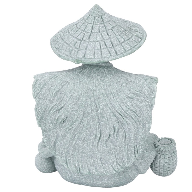 Fisherman Statue Sitting Fishing Old Man Figurine Small Desk Ornament