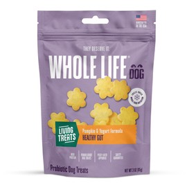 Whole Life Dog Living Treats for Dogs – Human Grade Probiotics for Digestive & Gut Health, Canine Gas, Diarrhea, Vomit & Constipation Relief - Pumpkin, 3 oz (Pack of 1)