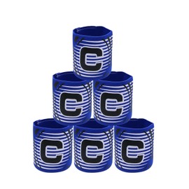 Qimoo 6Pcs BlueSoccer Captain Armband, Elastic Soccer Captain Armband Adjustable Outdoor Football Player Captain ArmBands Sports Captain C Arm Band for Youth and Adult