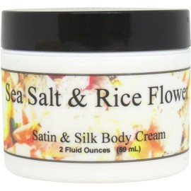 Eclectic Lady Sea Salt And Rice Flower Satin and Silk Cream, Body Cream, Body Lotion, 2 oz - Shea Butter, Aloe, Silk Amino Acids, Vitamin E, Phthalate-Free, Handcrafted in USA - Perfect For Women