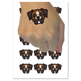Boxer Dog Head Temporary Tattoo Water Resistant Fake Body Art Set Collection - 54 1" Tattoos (1 Sheet)