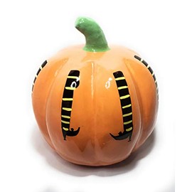 Rumikrafts Handmade Paper Mache Pumpkin, Thanksgiving Decoration or Table Centerpiece Decor (Orange Black Design, 8 inches)