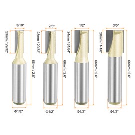 sourcing map 4pcs Bottom Cleaning Router Bit Set 5/16" 3/8" 1/2" 5/8" Cutting Dia 1/2" Shank Carbide Tipped Cutter Surfacing Planing Router Bits for Woodworking Planing