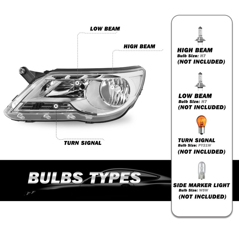 SOCKIR Halogen Headlight Assembly Fit for 2009 2010 2011 Volkswagen