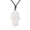 81stgeneration Women Men Hand Carved Bone Eye Hamsa Hand Pendant