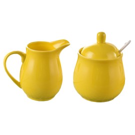 Ceramic Colorful Creamer and Sugar Set with Lid Spoon, Coffee Serving Set