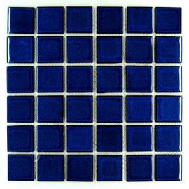 Premium Quality 2" x 2" Cobalt Blue Square Pattern Porcelain Mosaic Tile on Mesh on 12x12 Sheet, Designed in Italy (5)