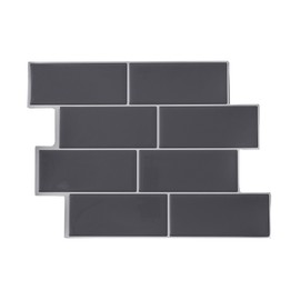 Tack Tile Peel & Stick Vinyl Backsplash Subway Grey (Pack of 3)
