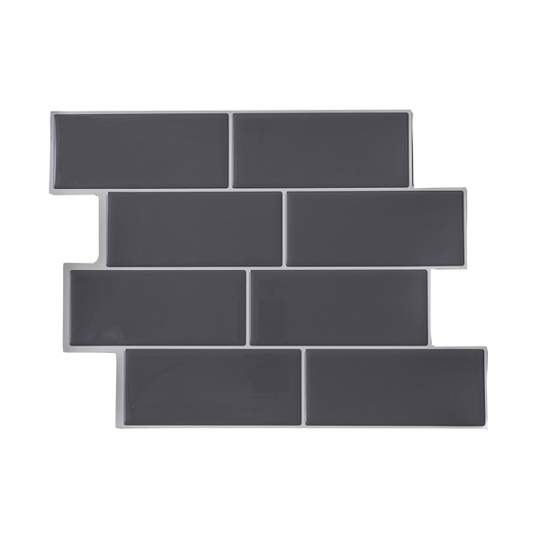 Tack Tile Peel & Stick Vinyl Backsplash Subway Grey (Pack