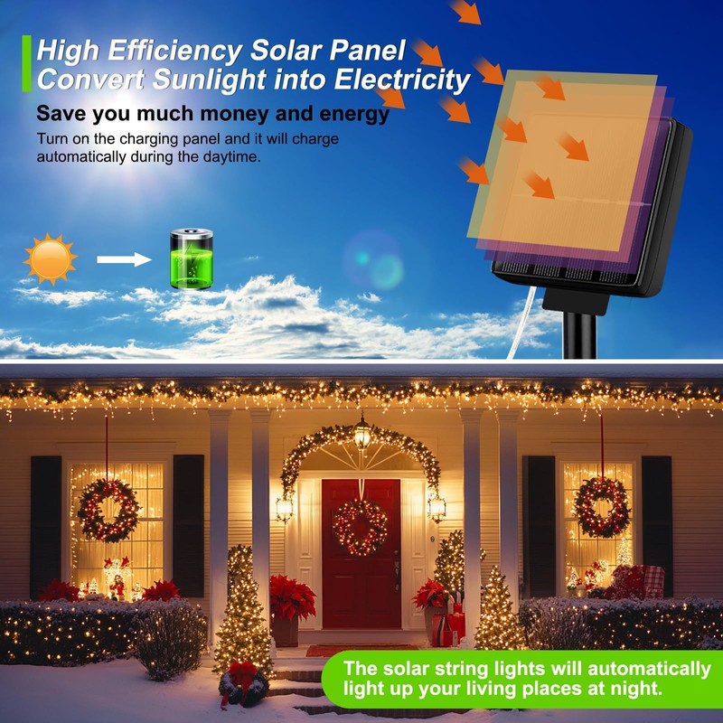 Brightever Solar Fairy Lights for Outside Waterproof, 4-Pack Total 160FT