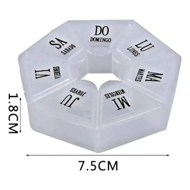 MIBLACAR Organizador de Pastilla Español, Pastillero con Capacidad Grande para 7 Días, Pastillero Semanal con 7 Rejillas para Viaje.