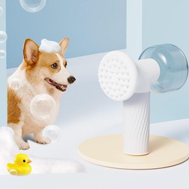 MANGOKKA Dog Shampoo Dispenser with Shampoo Brush, Foaming Dispenser with Soft Silicone Massage Dog Shampoo Brush, Rechargeable Dog Foam Sprayer for Short and Long Haired Pet