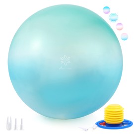 Sportneer Extra Thick Exercise Ball - 25.6''Yoga Ball with Quick Pump - Anti-Burst and Slip Resistant Fitness Ball Chair for Pregnancy and Physical Therapy (Blue Green)