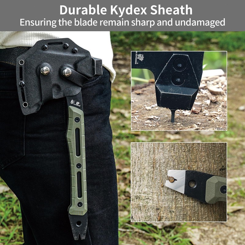 HX Outdoors Multifunctional Splitting Axe, Full Tang Survival Camping Tactical