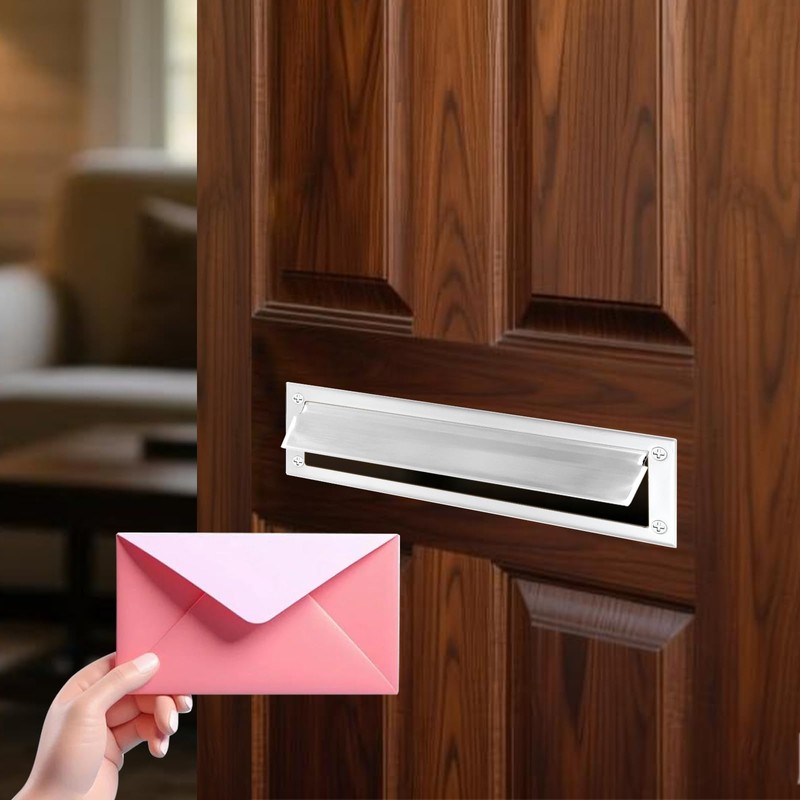 Mail Slot Matte Black,13Inch Stainless Steel Mail Slot Cover for