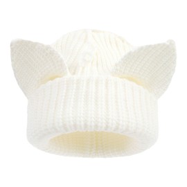 Cat Ear Beanie Crochet Hats Cute Y2K Women Winter Knitted Hat for Women Girls Ladies Winter Warm (UK, Alpha, One Size, White)