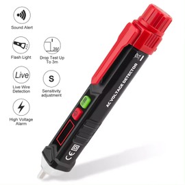 Meichoon Non-Contact Voltage Tester with Safety Warning LED Light Buzzer Audible Inductive Circuit Detection Multifunctional Electric Pen 48-1000V AC