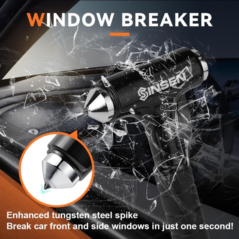 SINSEN Automotive Escape Tool, Window Breaker Seatbelt Cutter, Car Flashlight