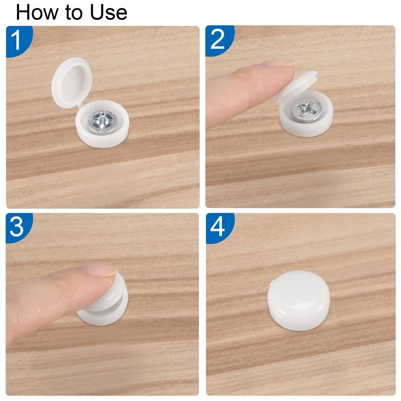 sourcing map Hinge Screws Cover Caps 5.8 mm Hole Folding