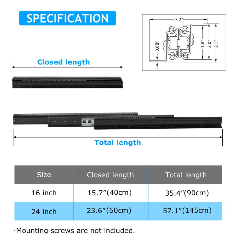 Undermount Drawer Slides, HANKEY Heavy Duty Drawer Slides Bottom Mount
