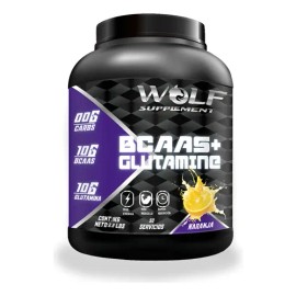Aminoácidos Bcaas + Glutamina Wolf 1kg Sabores Pre Naranja