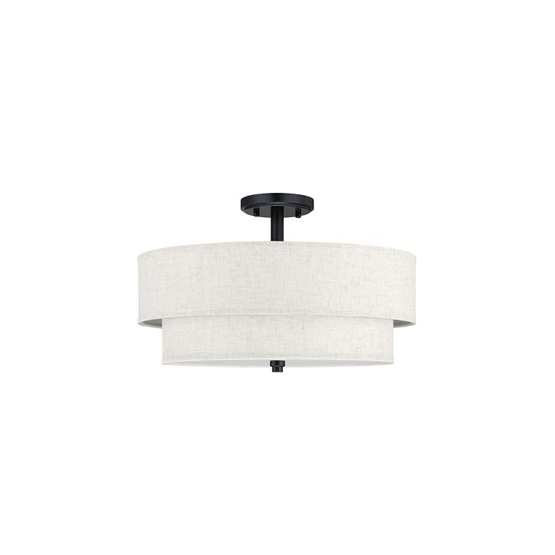 Leading Lighting 18 Inch Double Drum Linen Fabric Shade Black