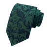 Elfeves Deep Green Black Tie Azalea Flowers Neckties for Mens