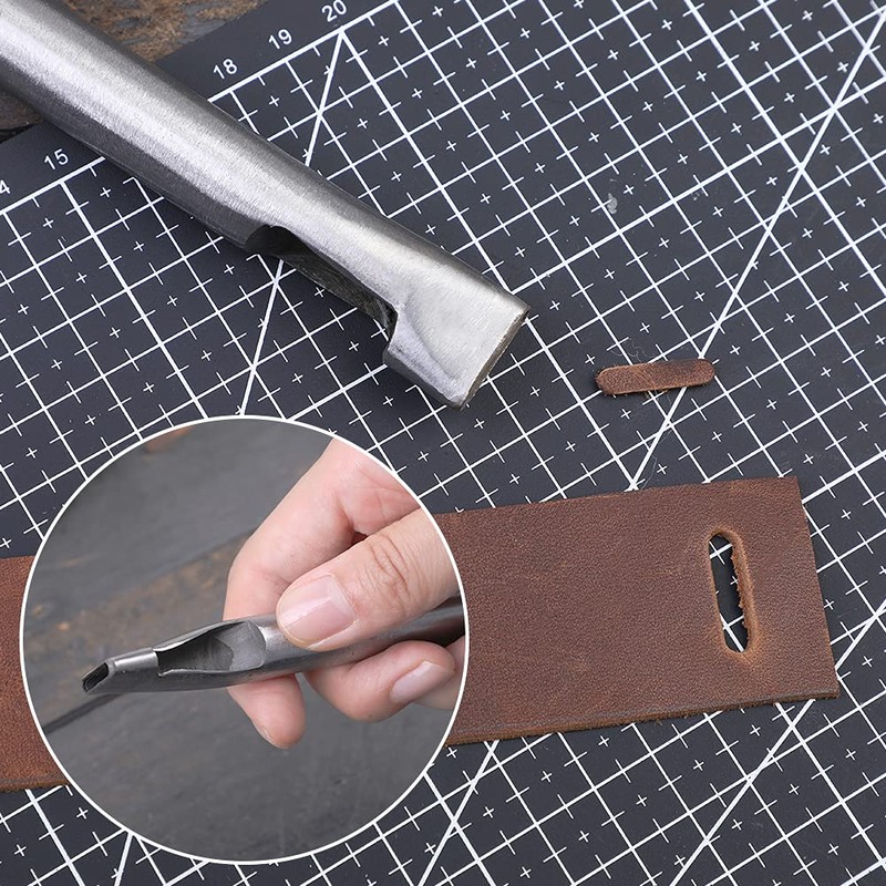 6 Pcs Oval Leather Punch Tools, Oval Leather Punch Set,