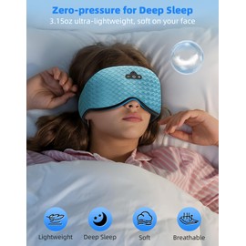 ZRUHIG 3D Contoured Sleep Mask with Bluetooth Headphones, Adjustable Blackout Sleeping Mask, Easy Installation Sleeping Headphones with Ultra-Thin Stereo Speakers for Men, Women-Blue