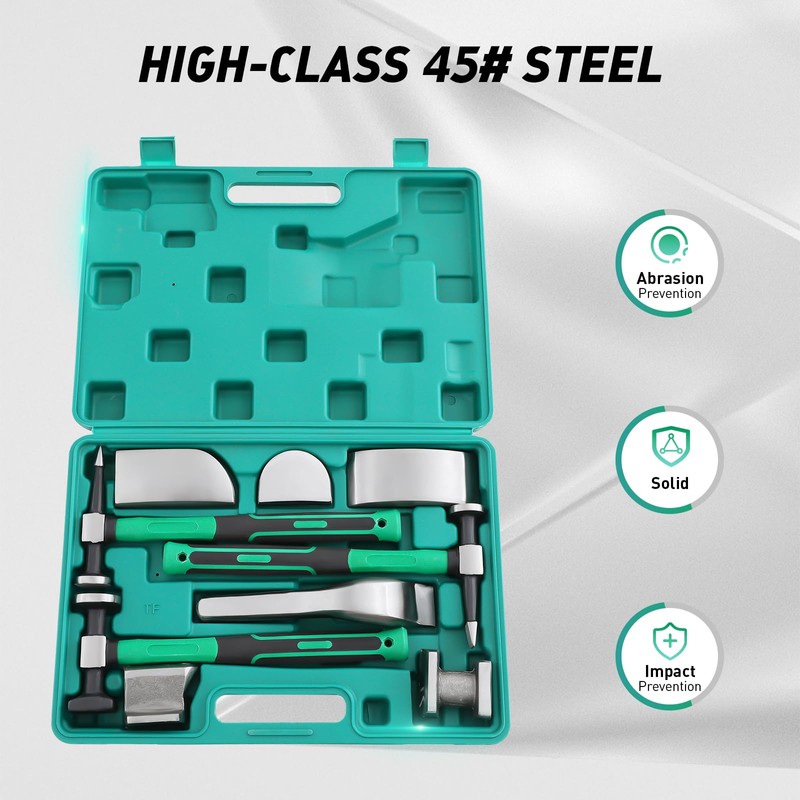 CUBELLIN 9pcs Auto Body Repair Tools 45# Steel Auto Body