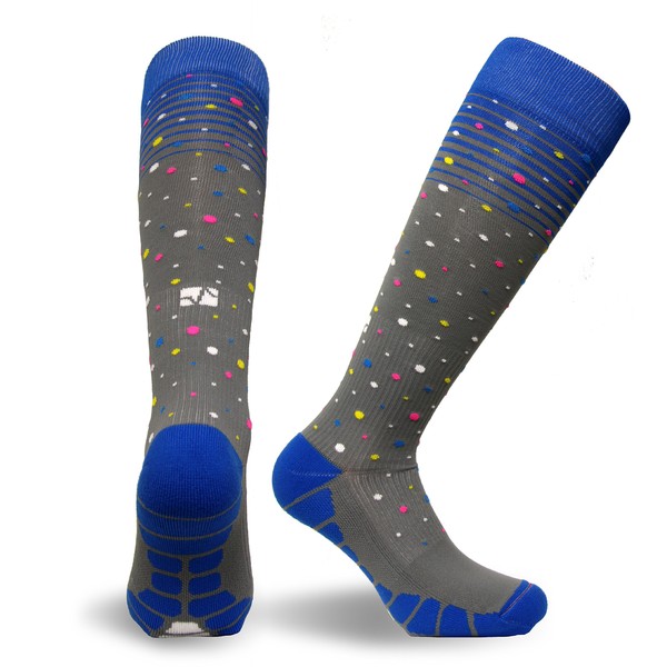 Vitalsox Unisex Patented Graduated Compression Socks, Stardust Multi, Medium, Blue